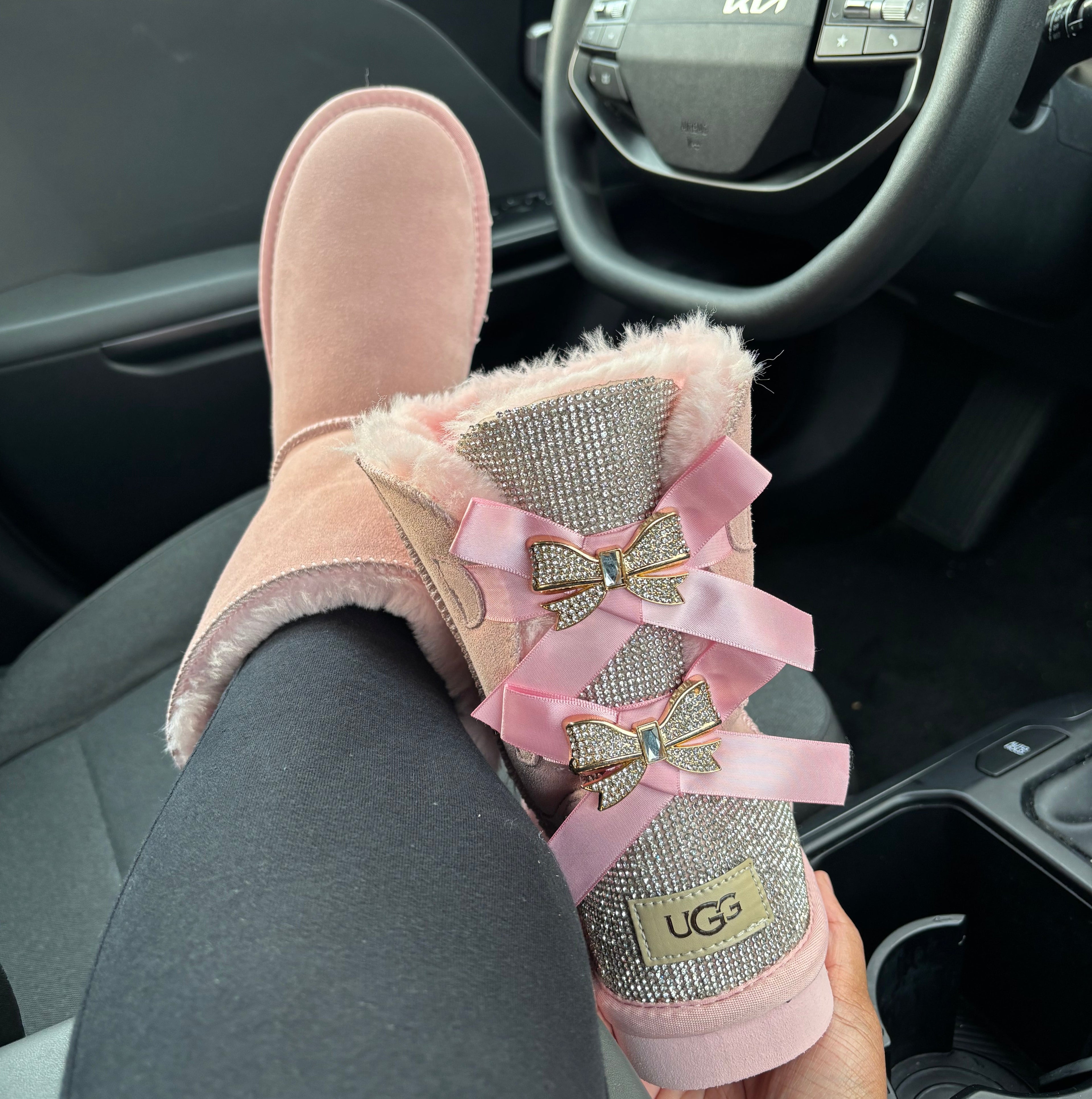 Custom Rhinestone Boots Pink